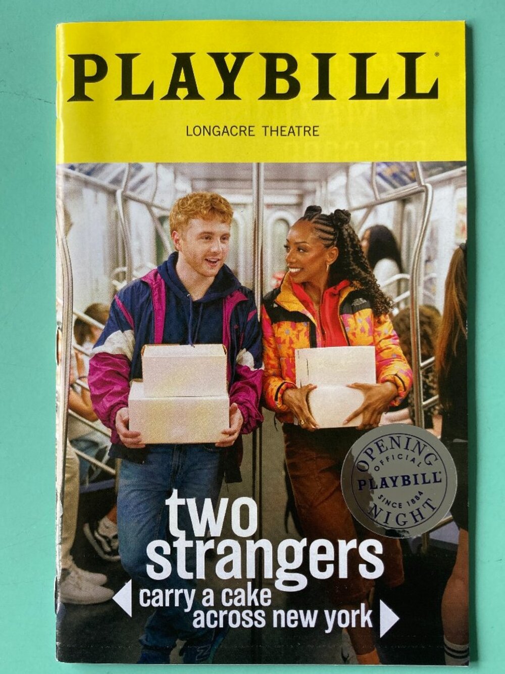 Silver Seal Open Night Playbill Two Strangers Carry a Cake Across New York 2025